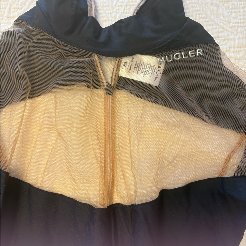 Mugler Black and Tan Off-Shoulder Bodysuit - Picture 4 of 8